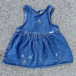 Vtg 90s OshKosh Bgosh Made in Canada Denim Dress 24M Embroidered Dragonfly